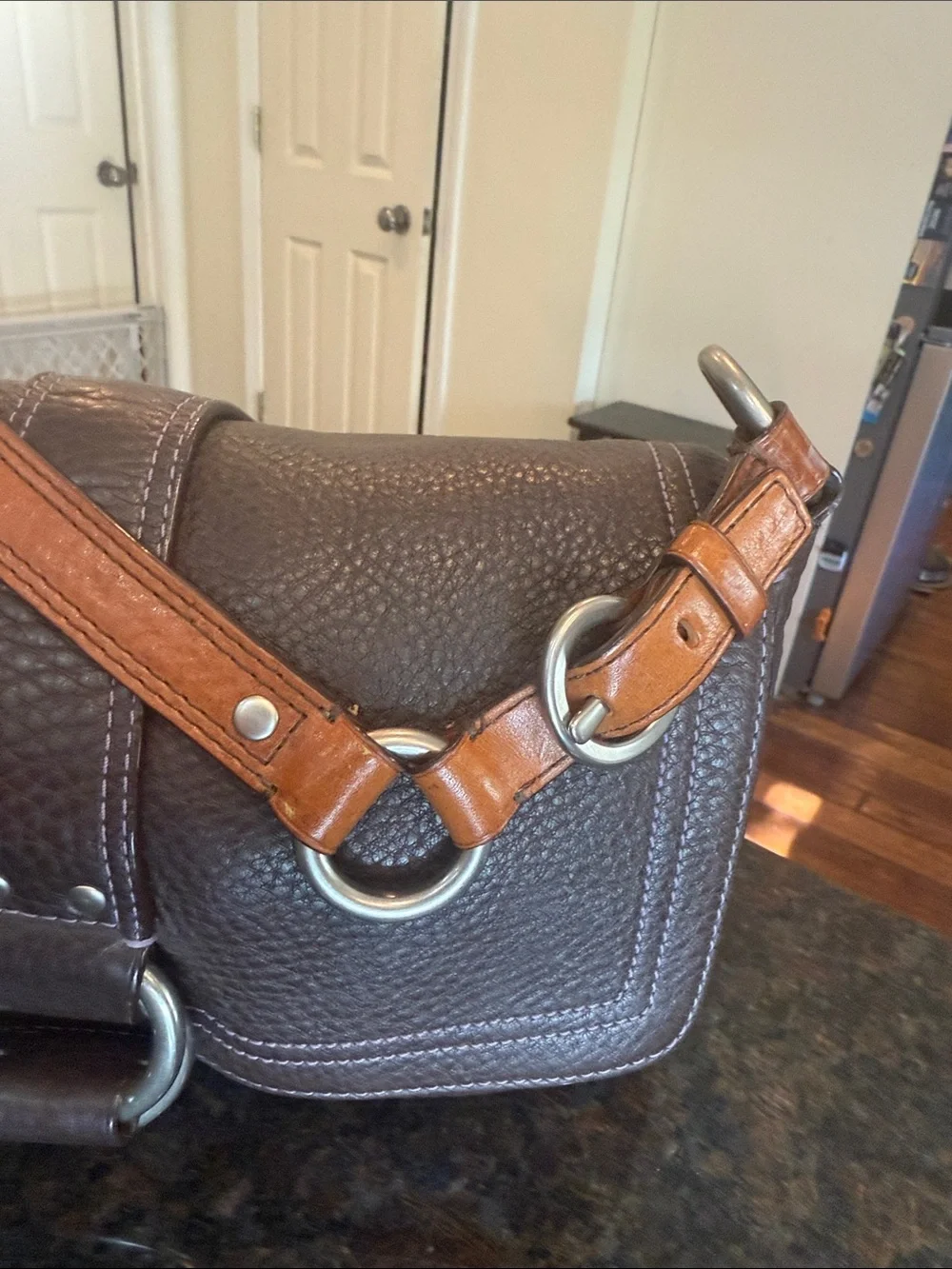 Vintage Y2K Coach Chelsea Brown Pebbled Leather Hobo Bag with Tan Strap- EUC